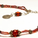 SOLD Sterling Silver Bali Bead Necklace with Amber Accents - Image 4