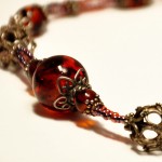 SOLD Sterling Silver Bali Bead Necklace with Amber Accents - Image 3