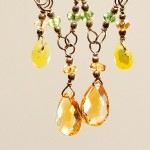 SOLD Citrine and Peridot Cascade Earrings - Image 2